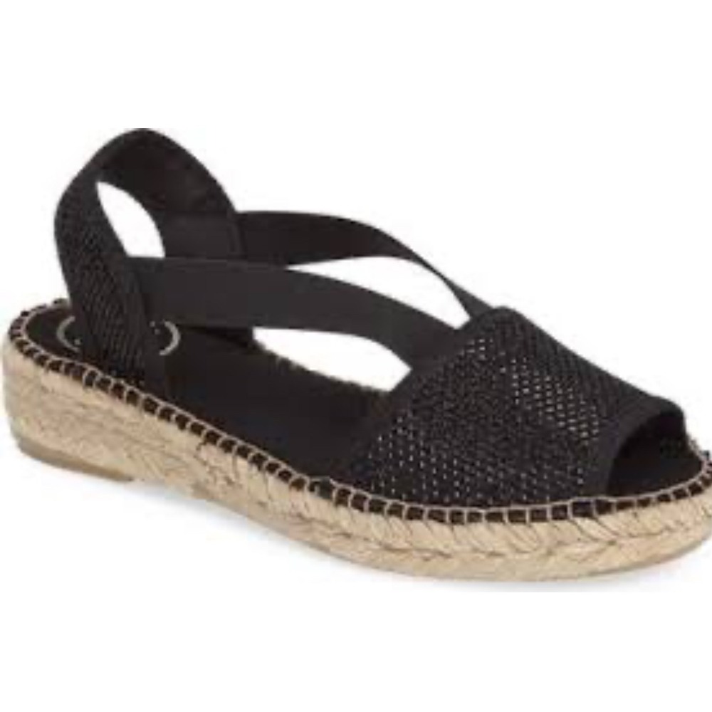 $120 Toni Pons Blk Estel Espadrille Slingback Platform Sandal SZ EU37/US 6.5 EUC